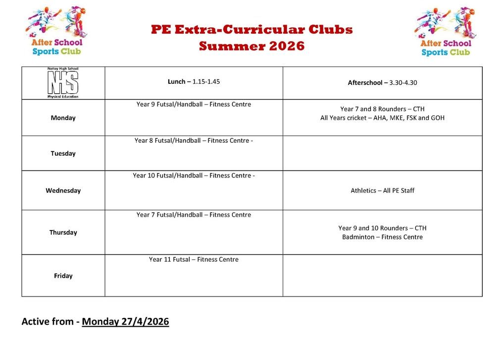 🏃‍♂️ PE Extra-Curr…